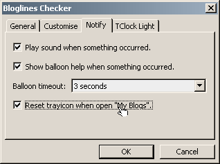 「"My Blogs"を開く操作をしたときにタスクトレイ・アイコンをリセットする設定」の場所。