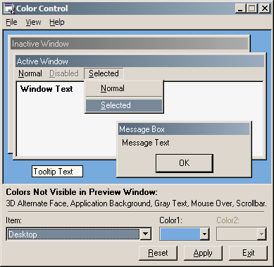 Color Controlのスクリーンショット。