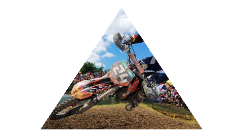 四角い画像を三角に成形したもののプレビュー。