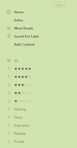 ★と☆を使ってCollectionを作成すると、サイドバーにわかりやすい形でフィードが整理される。