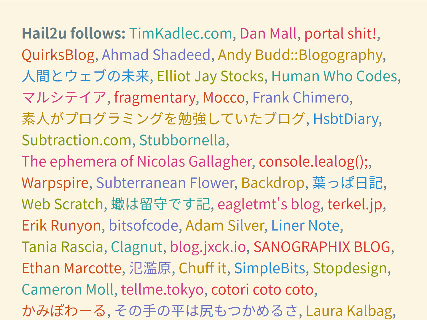 ただリンクを並べたものを、色と順序をランダムに変える。