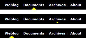 三角や丸でアクティブな項目をマークする。