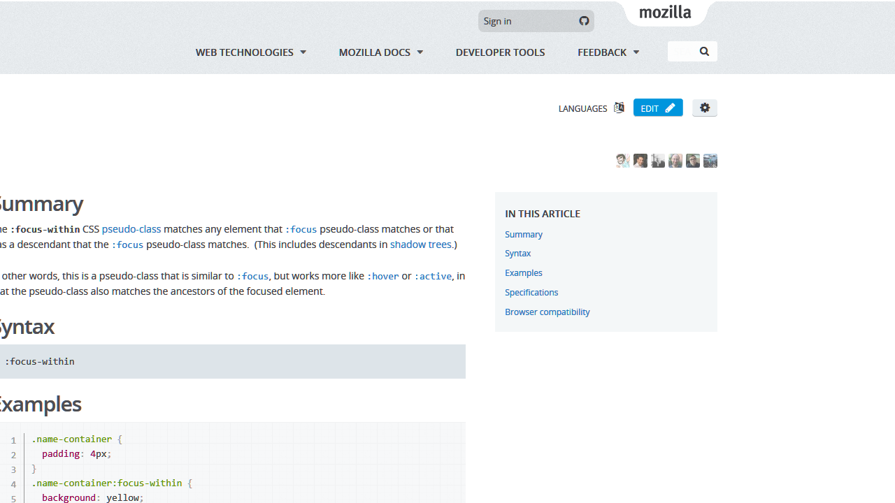 グローバル・ナビゲーションの右上にSign inとGitHubのアイコンを持つものがある。