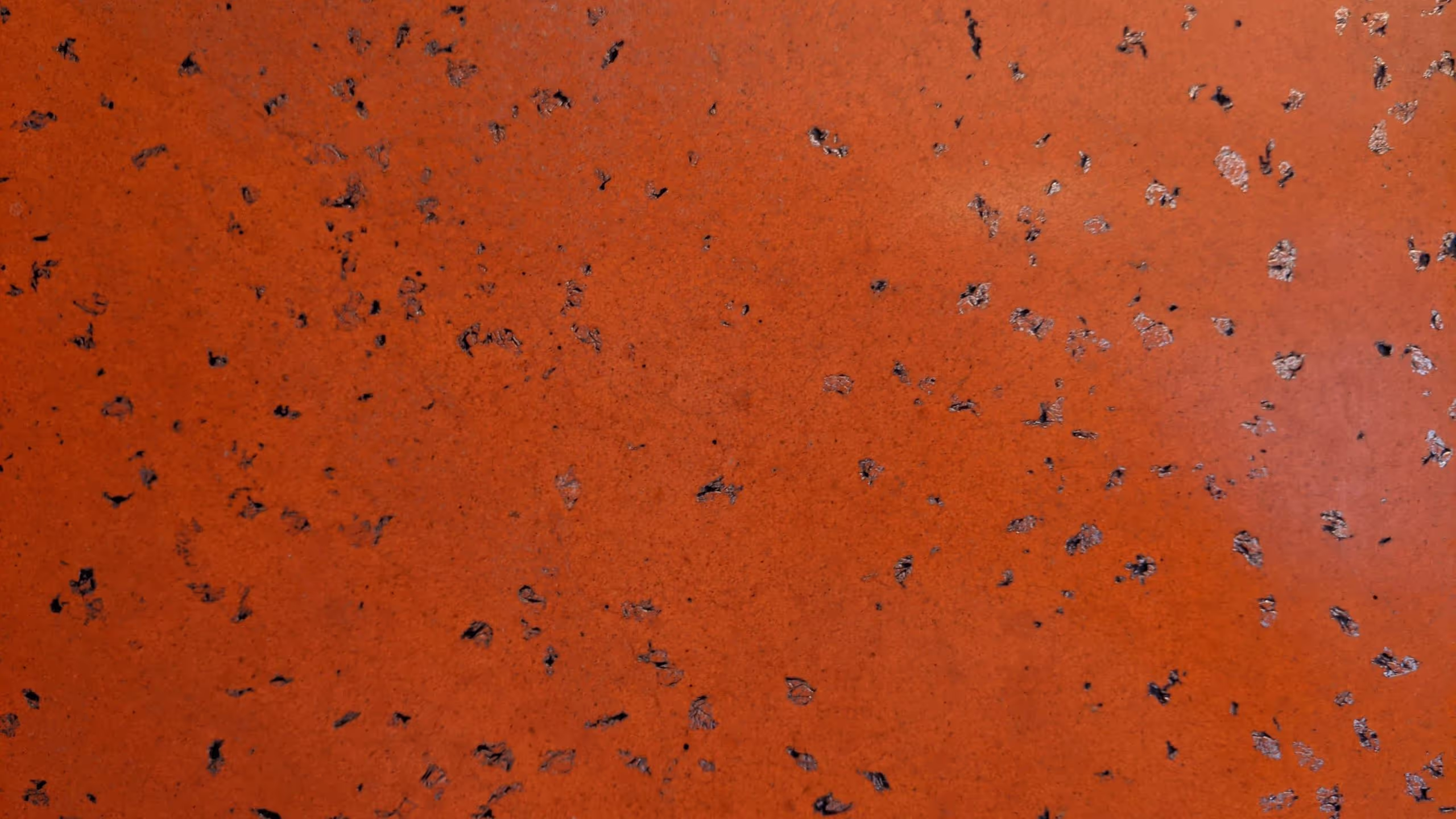 赤く塗られたコンクリートの壁は、経年変化で渋みを感じる。