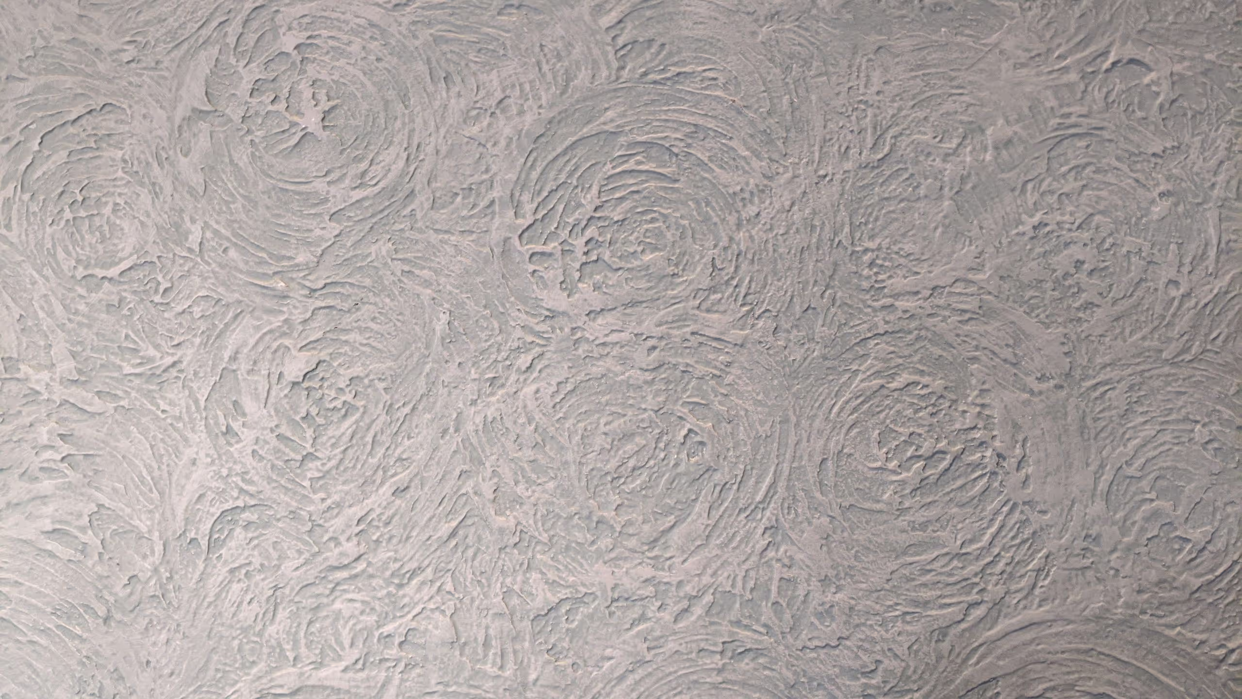 漆喰に特殊な加工をしているラフコートという建材のため、コテによってつけられた当時の模様が亀裂・剥落なしに残っている。