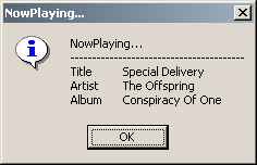 WSHで出したNowPlayingダイアログ。