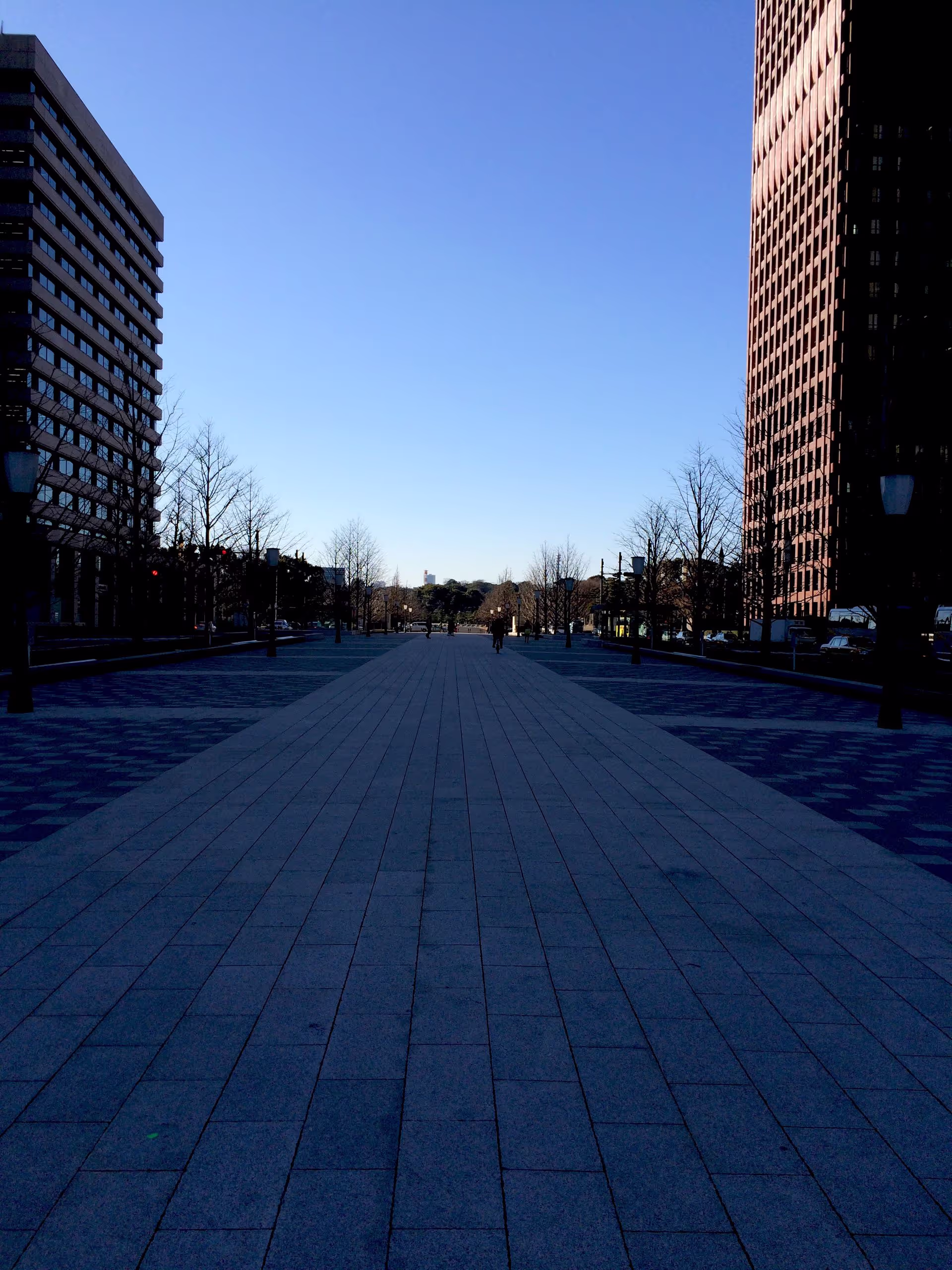 東京駅丸の内中央口から皇居へは何にもない歩道になっている。