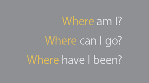 Where am I? Where can I go? Where have I been?。