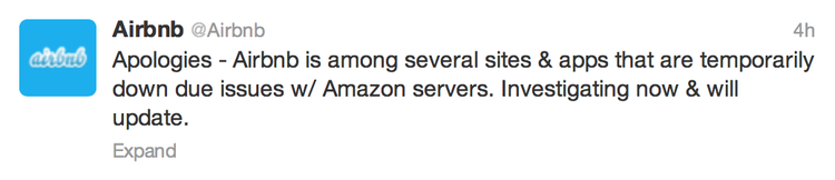 Apologies - Airbnb is among several sites & apps that are temporary down due issues w/ Amazon servers. Investigating now & wil update.